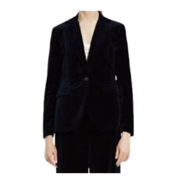 Theory Stretch Velvet Riding Blazer in Baltic 8 NWT - Picture 1 of 2